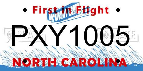 PXY1005 North Carolina License Plate