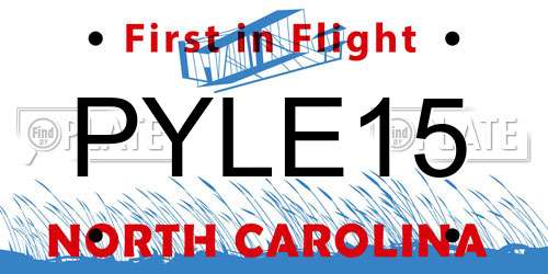 PYLE15 North Carolina License Plate