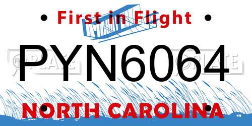 PYN6064 North Carolina License Plate