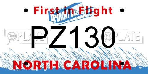 PZ130 North Carolina License Plate