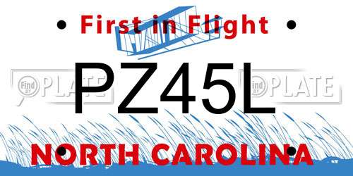 PZ45L North Carolina License Plate