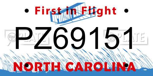 PZ69151 North Carolina License Plate