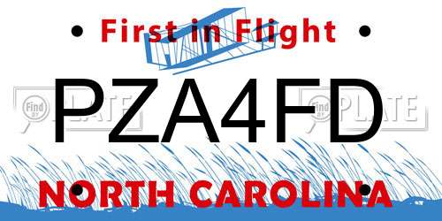 PZA4FD North Carolina License Plate
