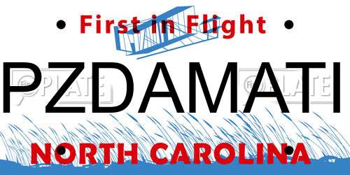 PZDAMATI North Carolina License Plate