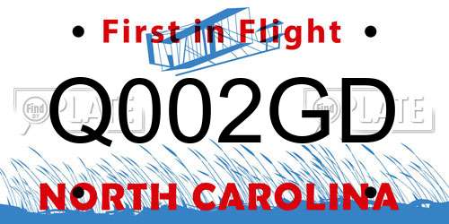 Q002GD North Carolina License Plate