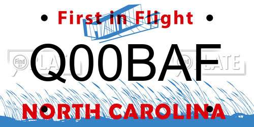 Q00BAF North Carolina License Plate