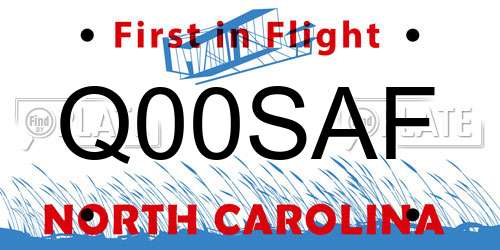Q00SAF North Carolina License Plate