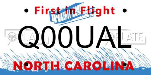 Q00UAL North Carolina License Plate
