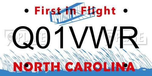Q01VWR North Carolina License Plate