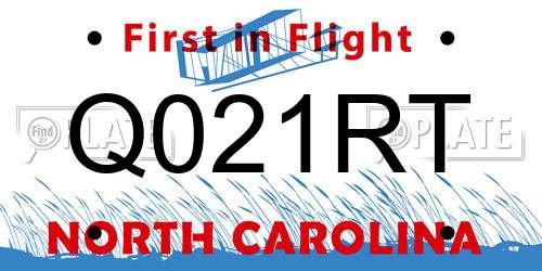 Q021RT North Carolina License Plate