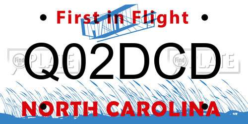 Q02DCD North Carolina License Plate