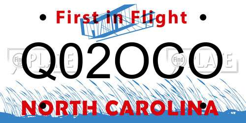 Q02OCO North Carolina License Plate