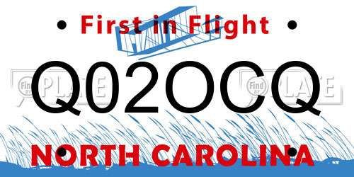 Q02OCQ North Carolina License Plate