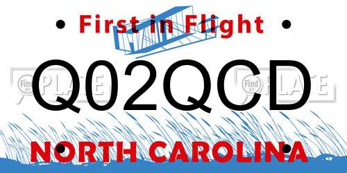 Q02QCD North Carolina License Plate
