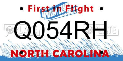 Q054RH North Carolina License Plate