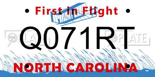 Q071RT North Carolina License Plate