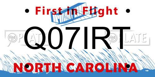 Q07IRT North Carolina License Plate
