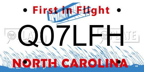 Q07LFH North Carolina License Plate