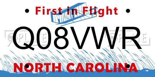 Q08VWR North Carolina License Plate