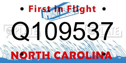 Q109537 North Carolina License Plate