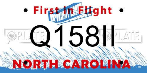 Q158II North Carolina License Plate