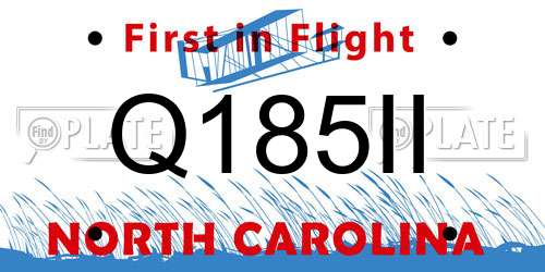 Q185II North Carolina License Plate