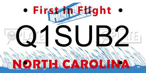Q1SUB2 North Carolina License Plate