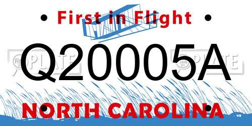Q20005A North Carolina License Plate