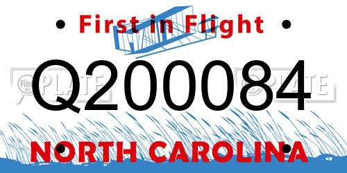 Q200084 North Carolina License Plate