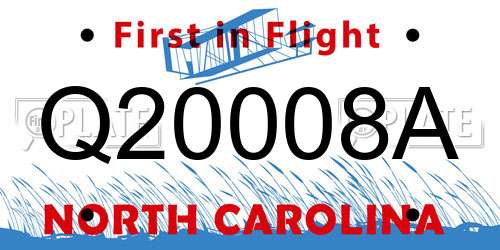 Q20008A North Carolina License Plate