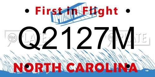 Q2127M North Carolina License Plate