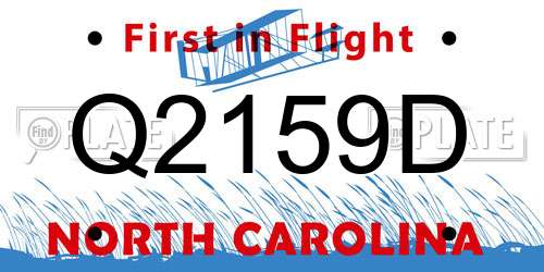 Q2159D North Carolina License Plate