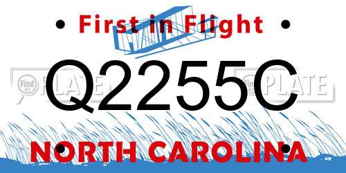 Q2255C North Carolina License Plate