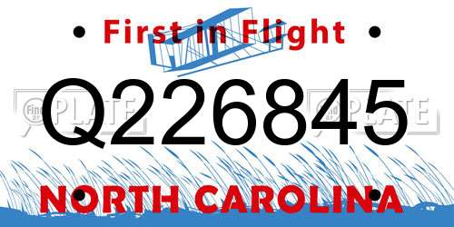 Q226845 North Carolina License Plate