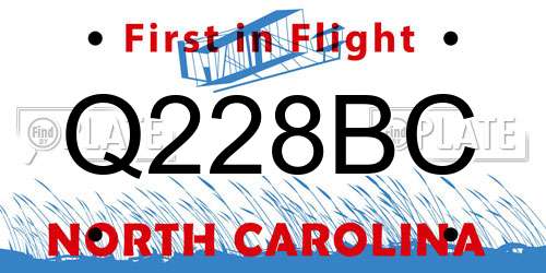 Q228BC North Carolina License Plate