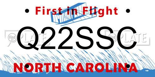 Q22SSC North Carolina License Plate