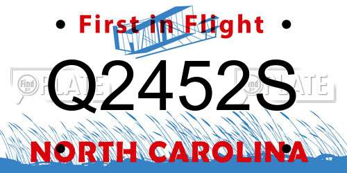 Q2452S North Carolina License Plate