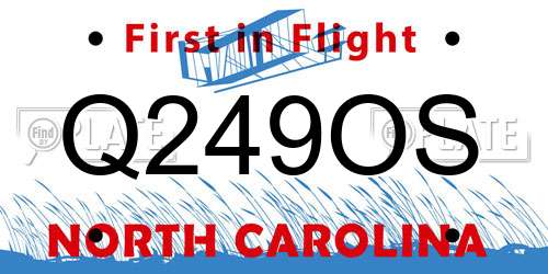 Q249OS North Carolina License Plate