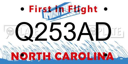 Q253AD North Carolina License Plate