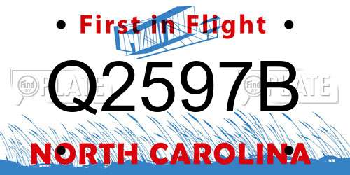 Q2597B North Carolina License Plate