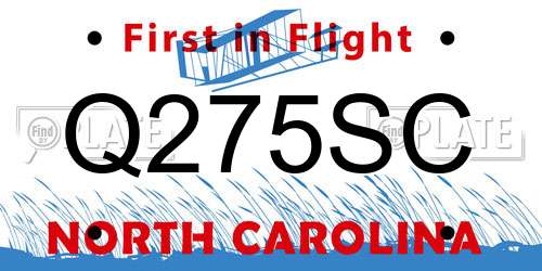 Q275SC North Carolina License Plate