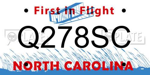 Q278SC North Carolina License Plate
