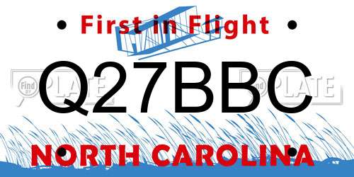 Q27BBC North Carolina License Plate