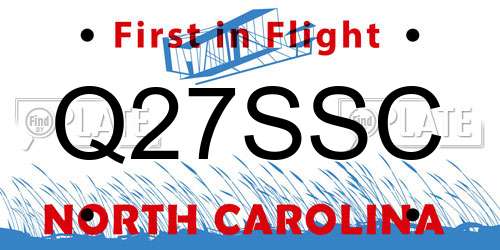Q27SSC North Carolina License Plate