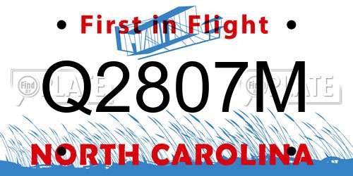 Q2807M North Carolina License Plate