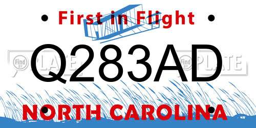 Q283AD North Carolina License Plate