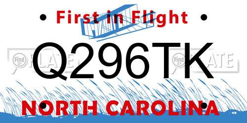 Q296TK North Carolina License Plate