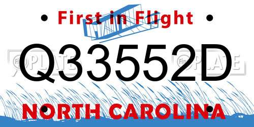 Q33552D North Carolina License Plate