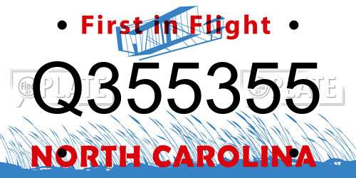 Q355355 North Carolina License Plate