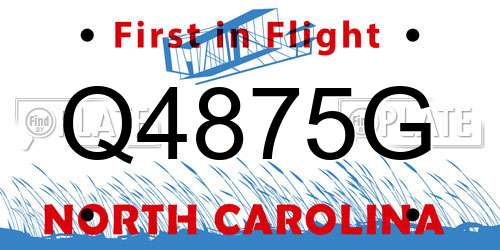 Q4875G North Carolina License Plate